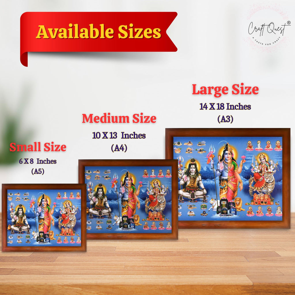 CRAFT QUEST Ardhanarishvara Arthanareeswara Shiv Parvati Photo Frame | Spiritual Framed | Ideal for Home, Office, Temple & Puja Room, Wall Decor