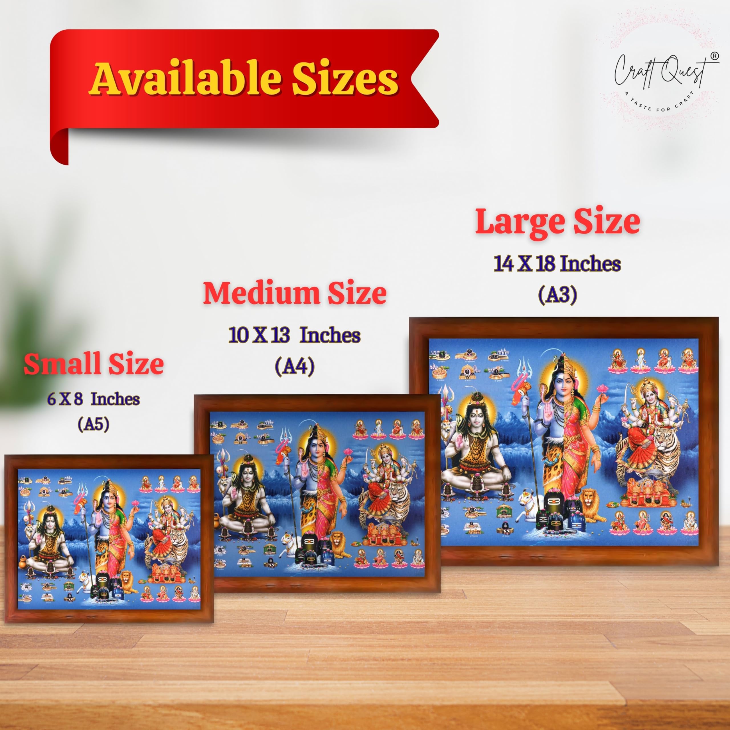 CRAFT QUEST Ardhanarishvara Arthanareeswara Shiv Parvati Photo Frame | Spiritual Framed | Ideal for Home, Office, Temple & Puja Room, Wall Decor
