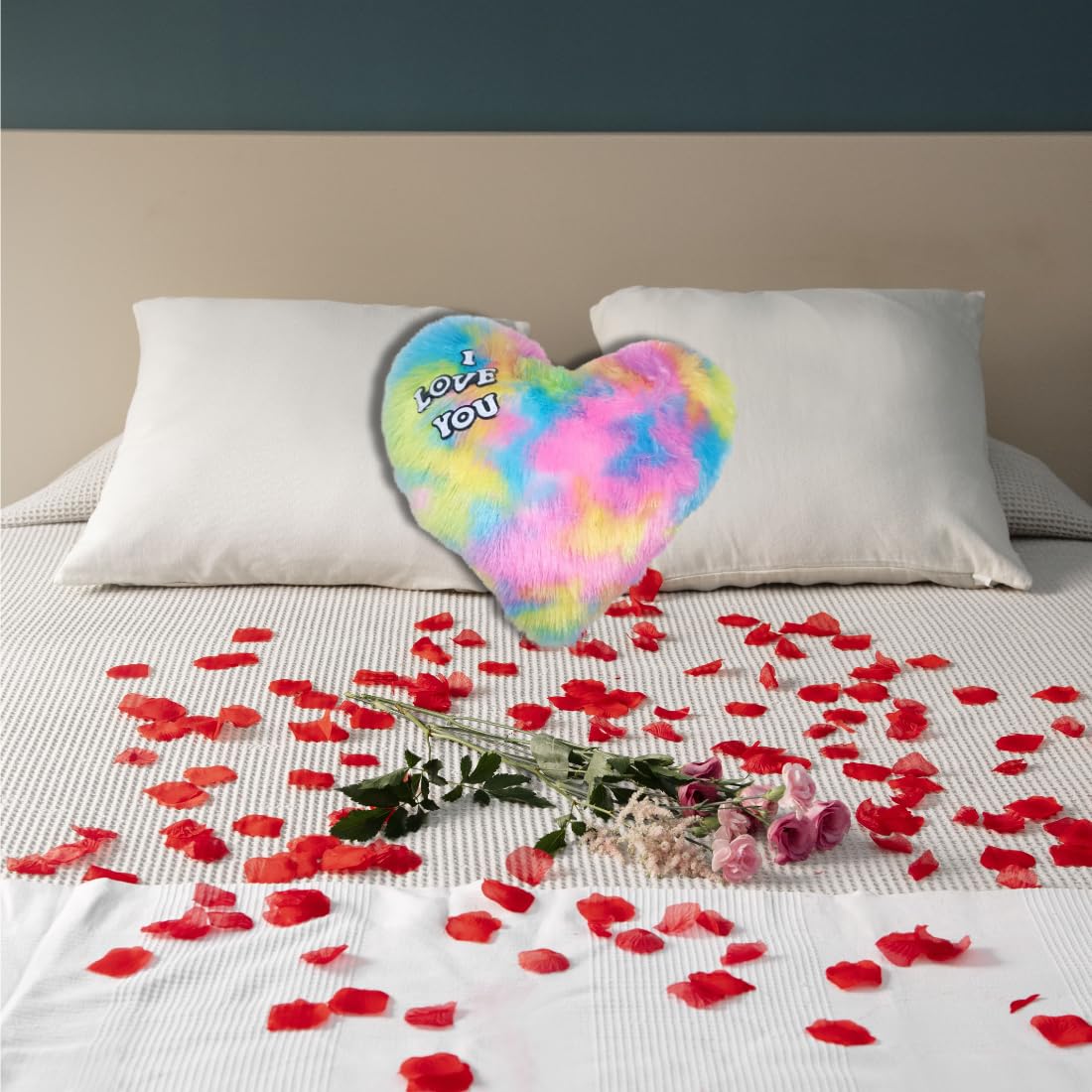 CRAFT QUEST Heart Shape I Love You Cushion Pillow - Valentine Gift for Girlfriend/Boyfriend/Couples/Husband and Wife - Valentine's Day Love Pillow (Red, 13 * 13 Inch)