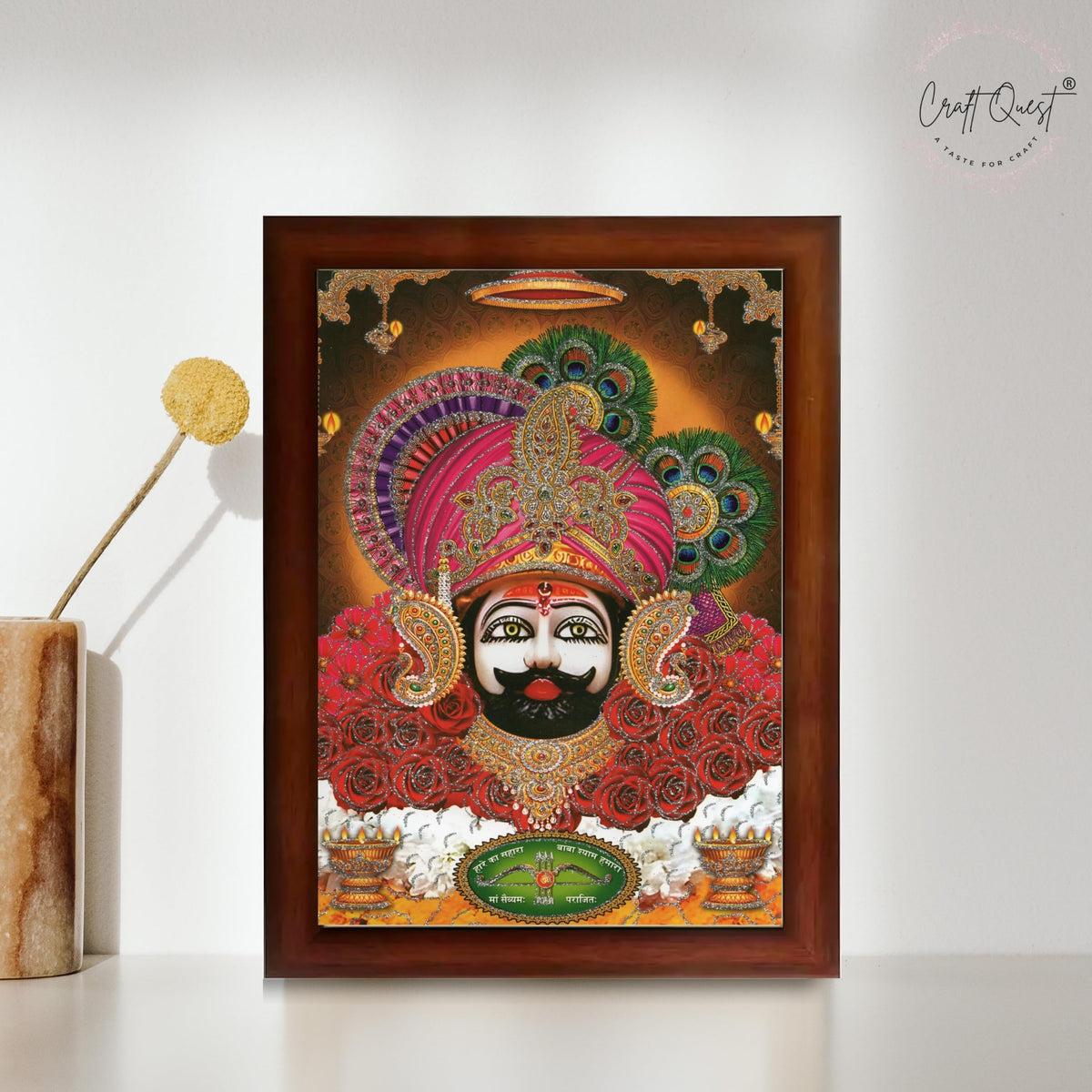 CRAFT QUEST Khatu Shyam Ji | Shyam Baba | Hare Ka Saharaa Khatu Shyam Hamara Photo Frame Wall Painting For Home Decoration And Gifting