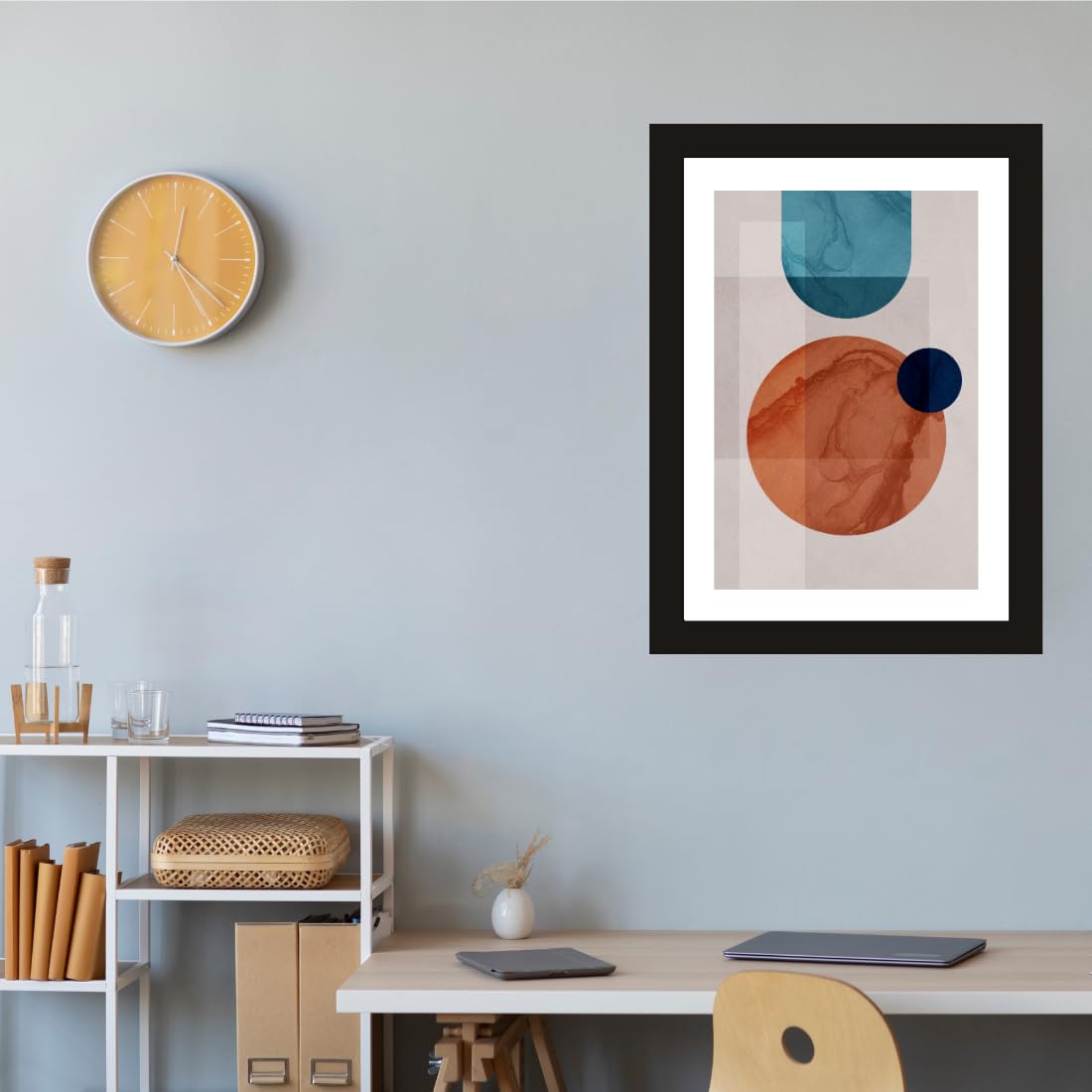 CRAFT QUEST Abstract Modern Quantum Quandary Art Poster Frame for Home & Office Wall Decoration - Portrait, Wall Display (Black, 14x10 Inch Frame with Art Print) (Tropical Reverie)