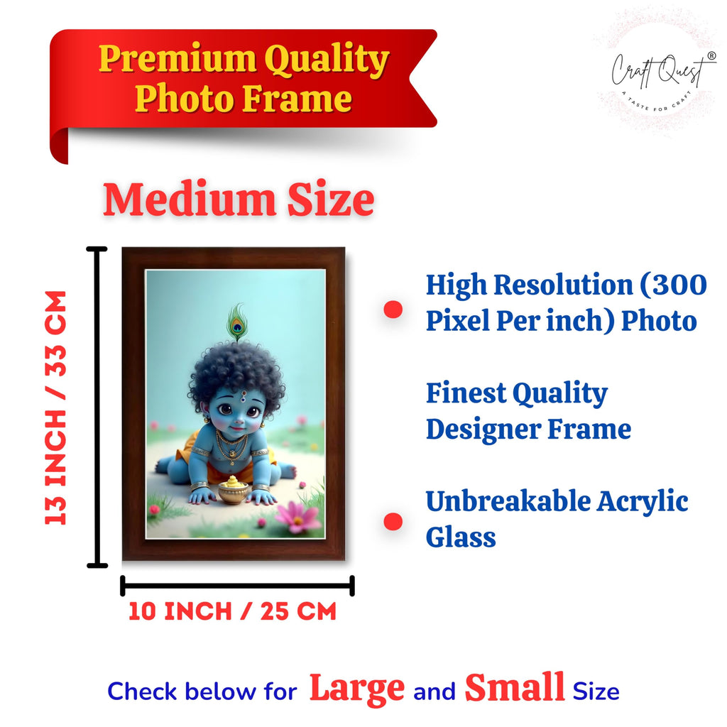 CRAFT QUEST Bal Gopal Painting | Krishna Photo Frames for Walls, Home, Bedroom, Living Room and Home Decor