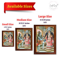 CRAFT QUEST Shiva & Maa Annapurna devi sitting on throne photo frame with Laminated Poster for Kitchen Worship