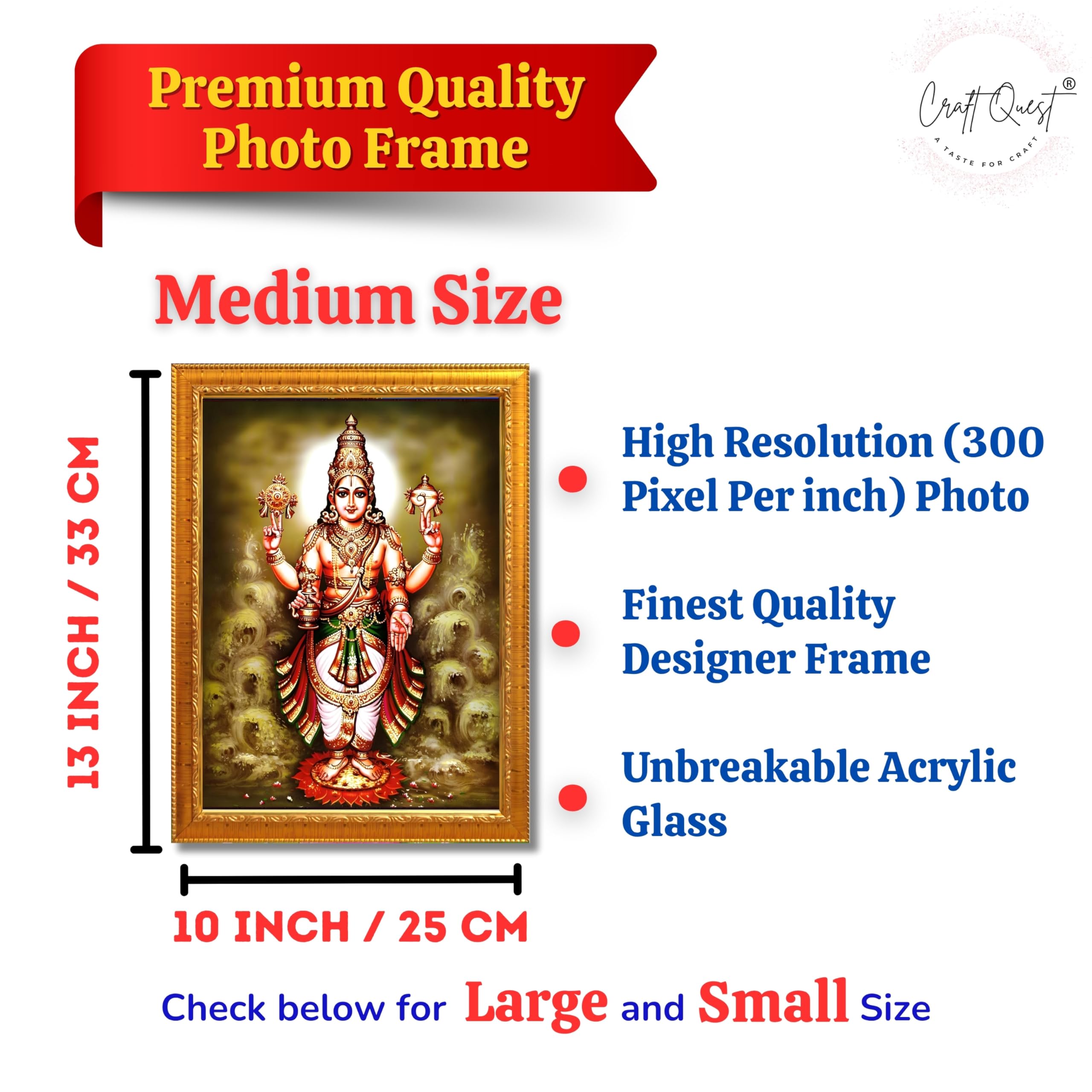 CRAFT QUEST Lord Dhanvantari Dhanwantri Wall Photo Framed For Home, Pooja, Temple, Gift, Wall Décor Item