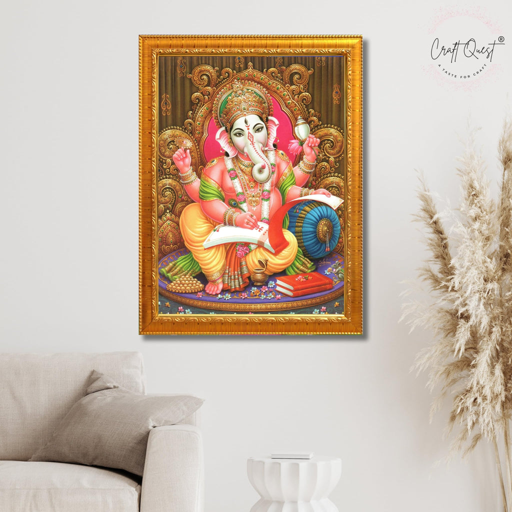 CRAFT QUEST Lord Ganesh Ganpati ji Modern Wall Painting With Frame For Home and Office Decor