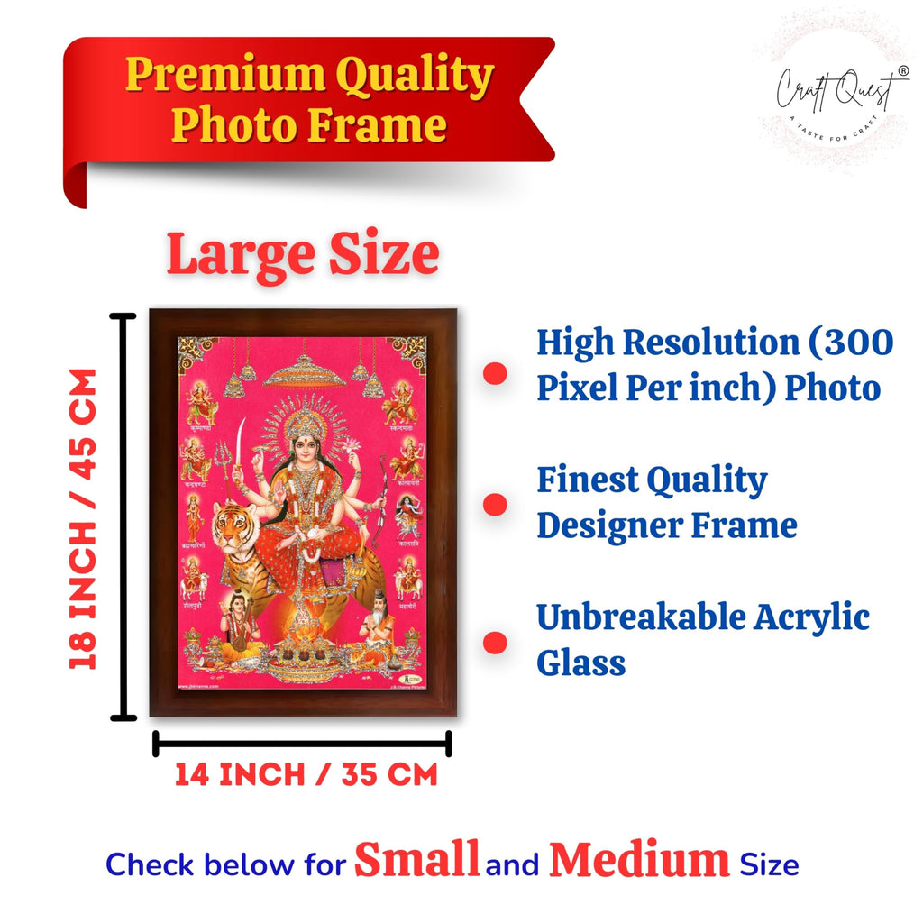 CRAFT QUEST Durga Maa Mata Goddess Nav Navadurga Navdurga Wall Painting Framed Home Décor
