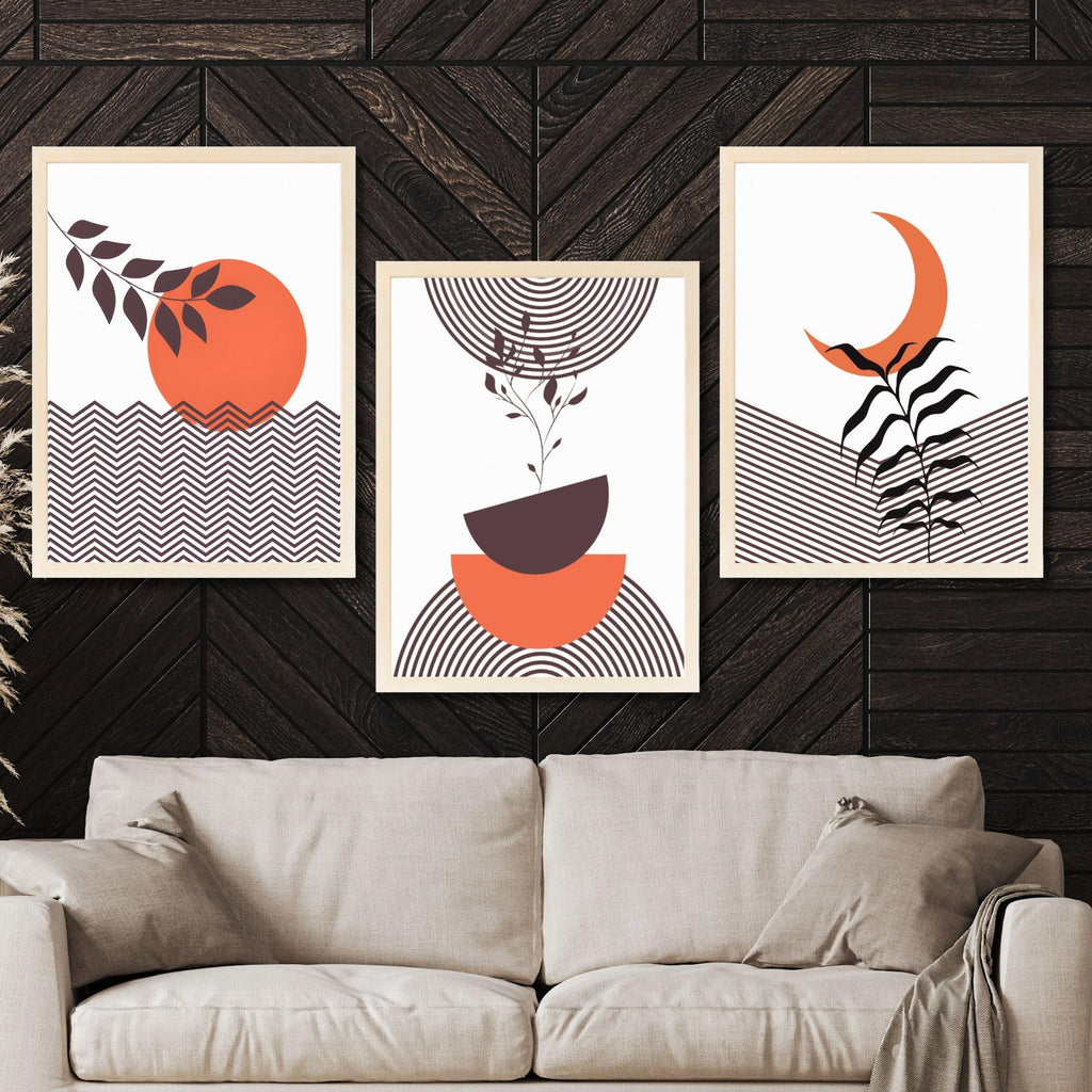 CRAFT QUEST Wall Art Decor Paintings | Set of 3 BOHO Wall Art Frames for Home Decoration | Ideal for Living Room, Bedroom & Office