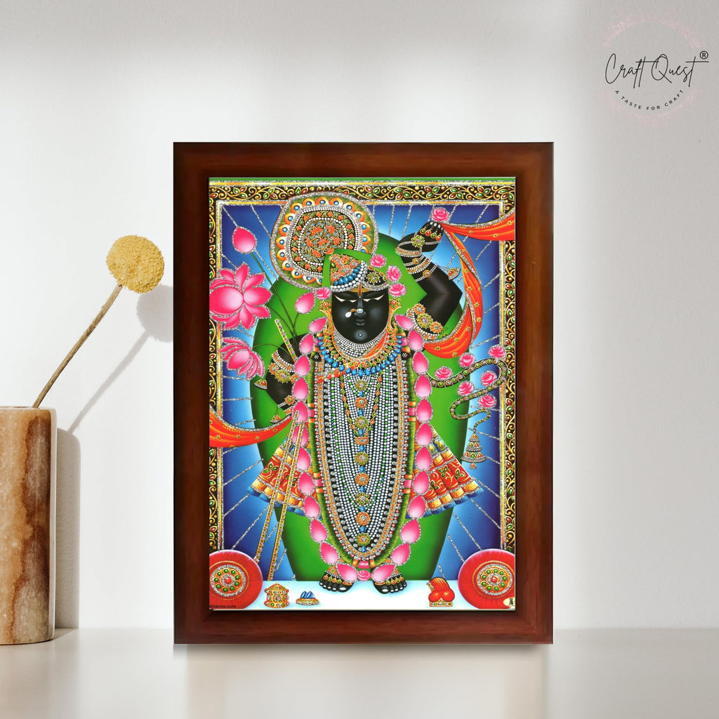CRAFT QUEST Shrinathji Photo with Frame | Shreenathji Photo with Frame Religious Framed Painting