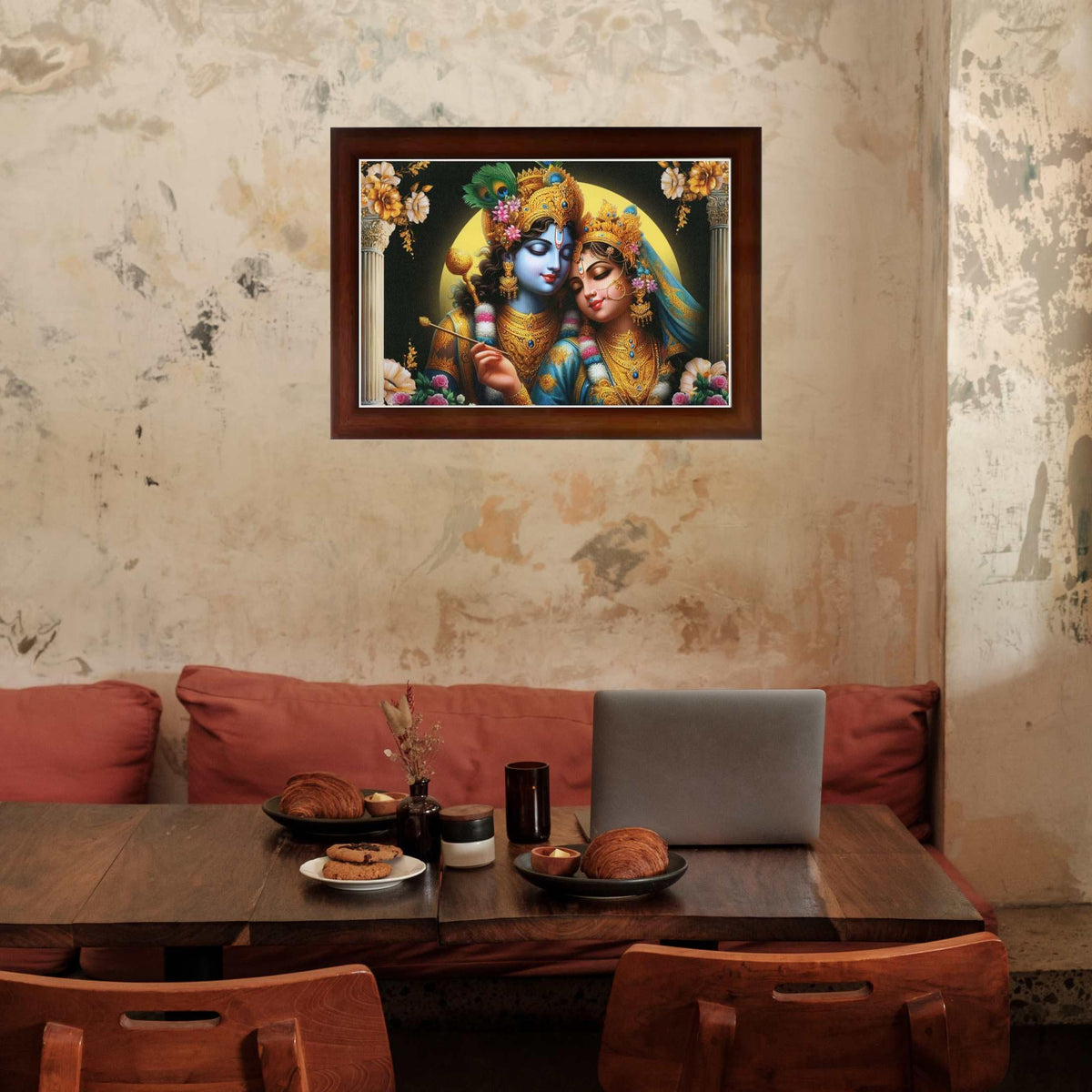 CRAFT QUEST Radha Krishna Art Photo Framed Painting for Home and Bedroom Wall Decoration of Size 14X10 Inches with Frame And Acrylic Glass RK207