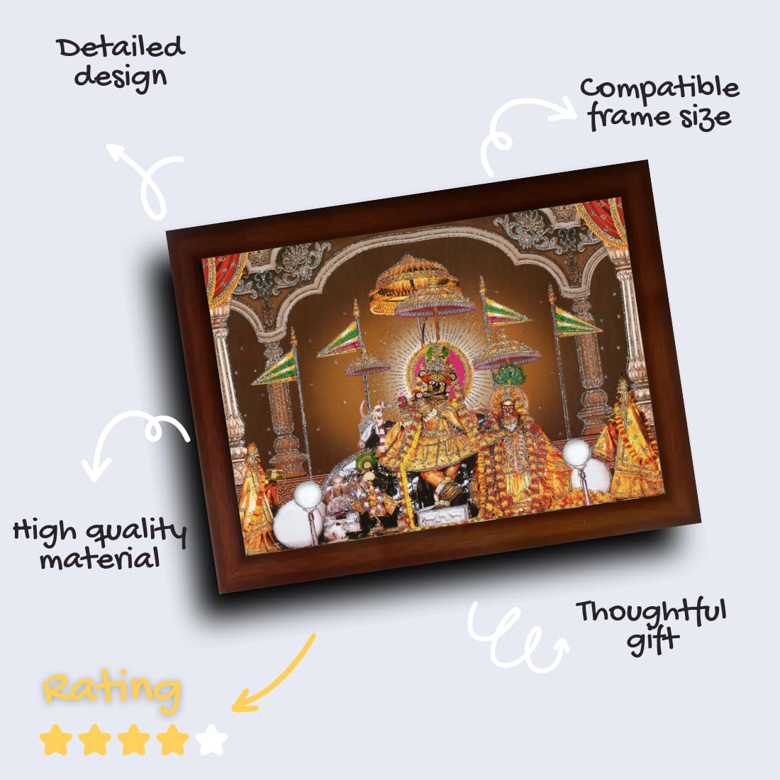 Craft Quest Radha Krishna Sparkle Coated Home Decorative Gift Item Framed Painting (10 X 14 Inches, Brown) RK1013-111