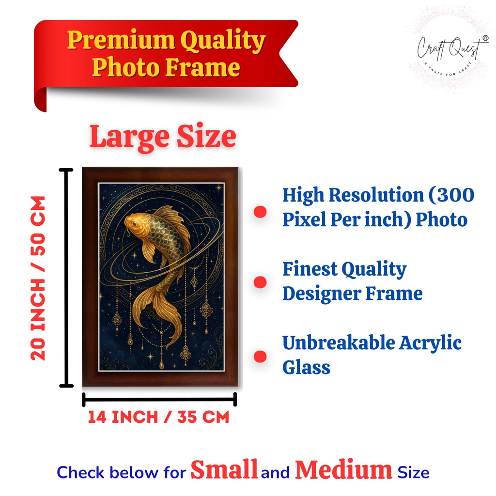 CRAFT QUEST Vastu Fishes Painting With Floating Photo Frame Home Office Wall Decor | Paintings for Home Decoration, Living room, Bedroom and Office Décor