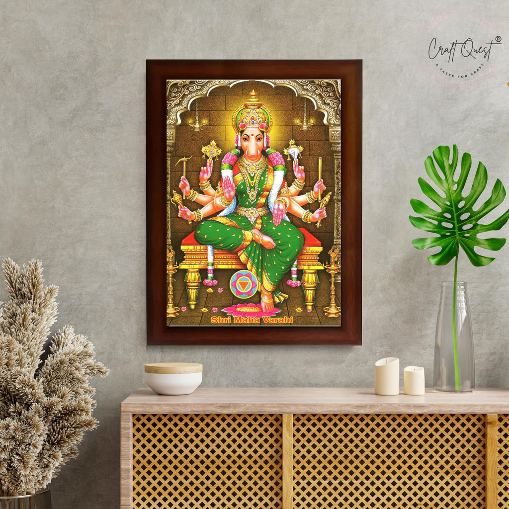 CRAFT QUEST God Varahi Amman Photo Varahi Wall Painting Photo Frame | South Devi God Frame for Home, Office, Temple & Gifting