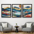 CRAFT QUEST Modern Art Pictures With Mountains & Trees Wall Art | Set of 3 Frames for Home Decoration | Ideal for Living Room, Bedroom & Offices