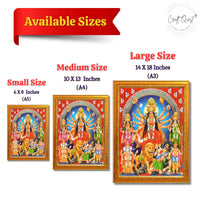 CRAFT QUEST Durga mata Mahishasura Mardini | Mahisasur Mardhini Durga Wall Painting Framed, Goddess Religious Photo Frame With Acrylic Glass