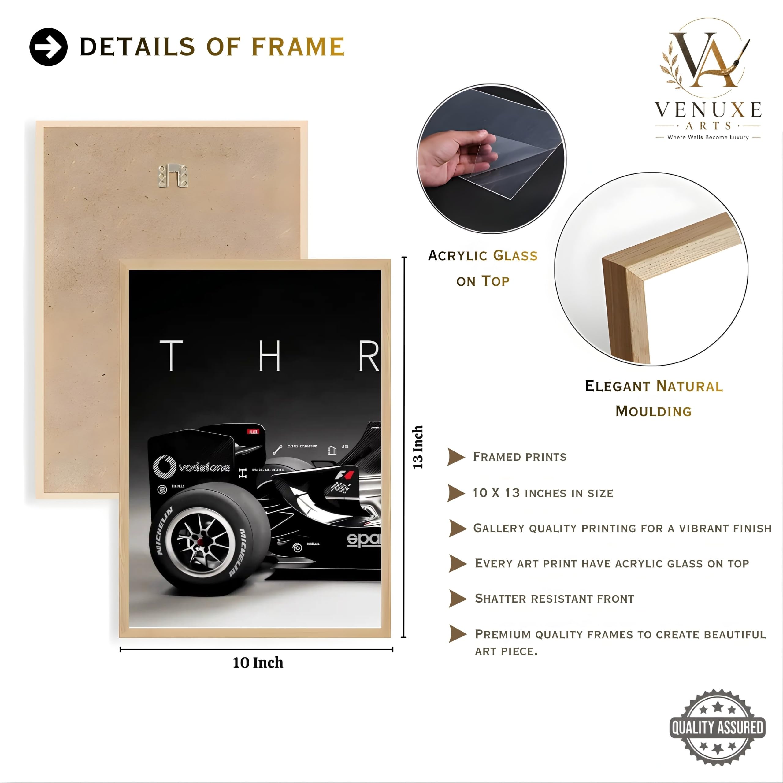 VENUXE ARTS Set Of 3 Big Sports Cars Framed Posters Gift Items for Boys Room Wall Decoration Bedroom Living Room Office Studio Décor | Car Poster Frame for Wall Décor