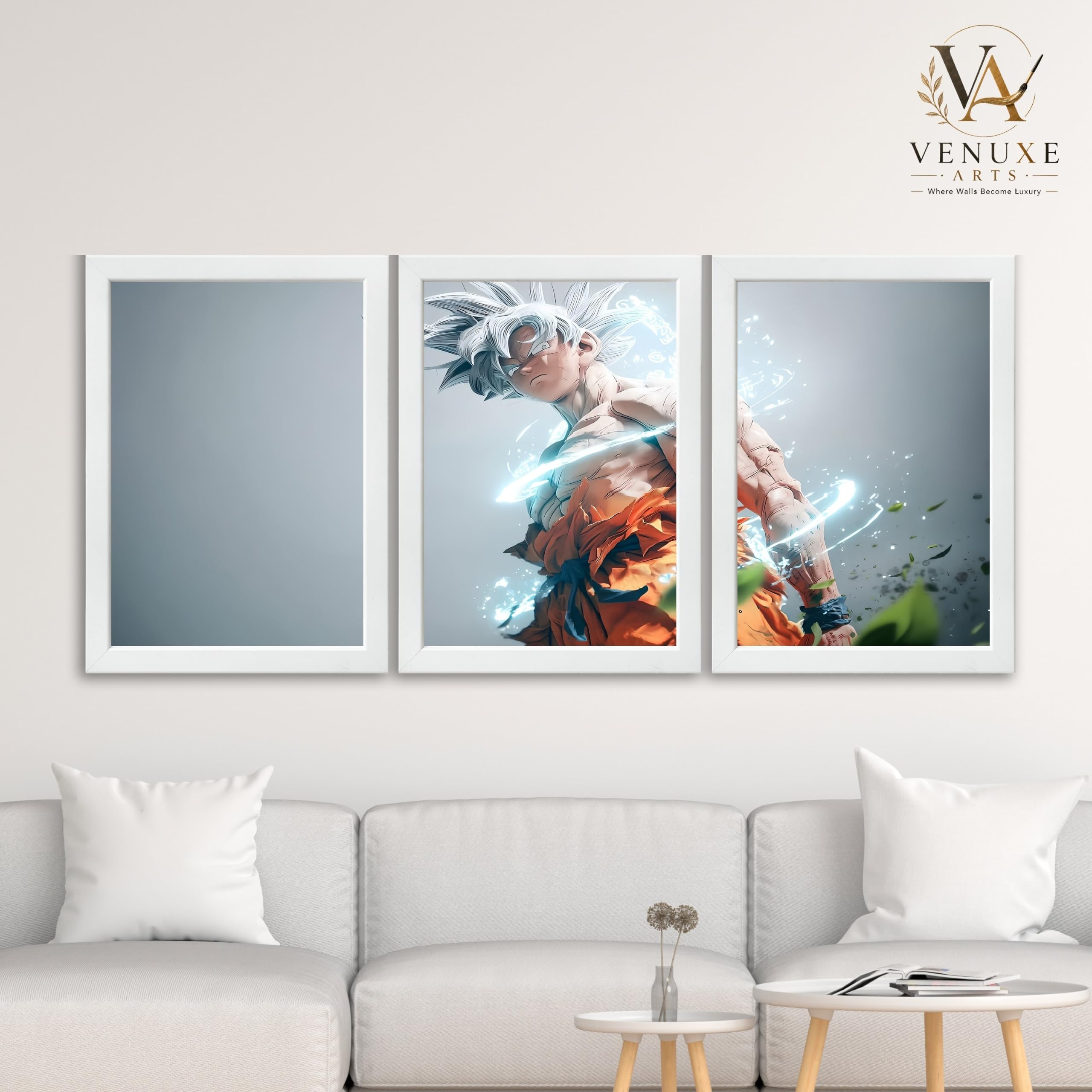 VENUXE ARTS Set Of 3 Anime Characters Wall Framed |Anime Characters Framed Poster for Living Room Bedroom Gaming Room Studio Wall Decor