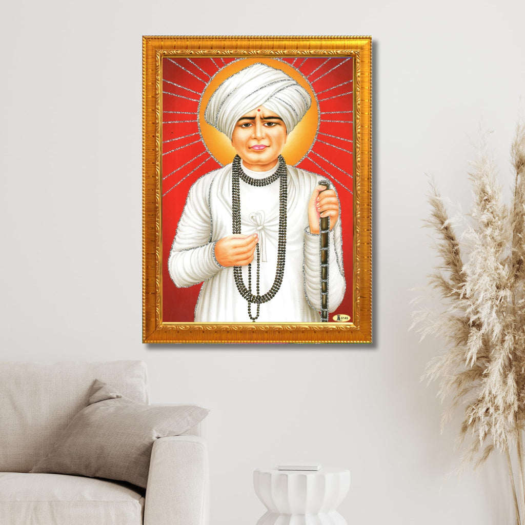 CRAFT QUEST Shri Jalaram Bapa Ji Guru Wall Painting Framed Home Décor wooden framed