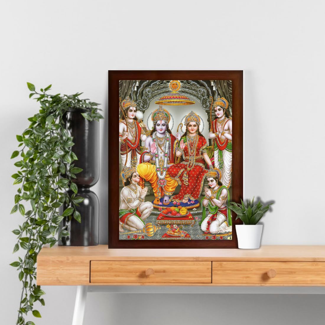 CRAFT QUEST Shree Ram Darbar Sparkle Coated Framed Home Decorative Gift Item Painting (14 X 10 Inches, Multicolour,Religious)