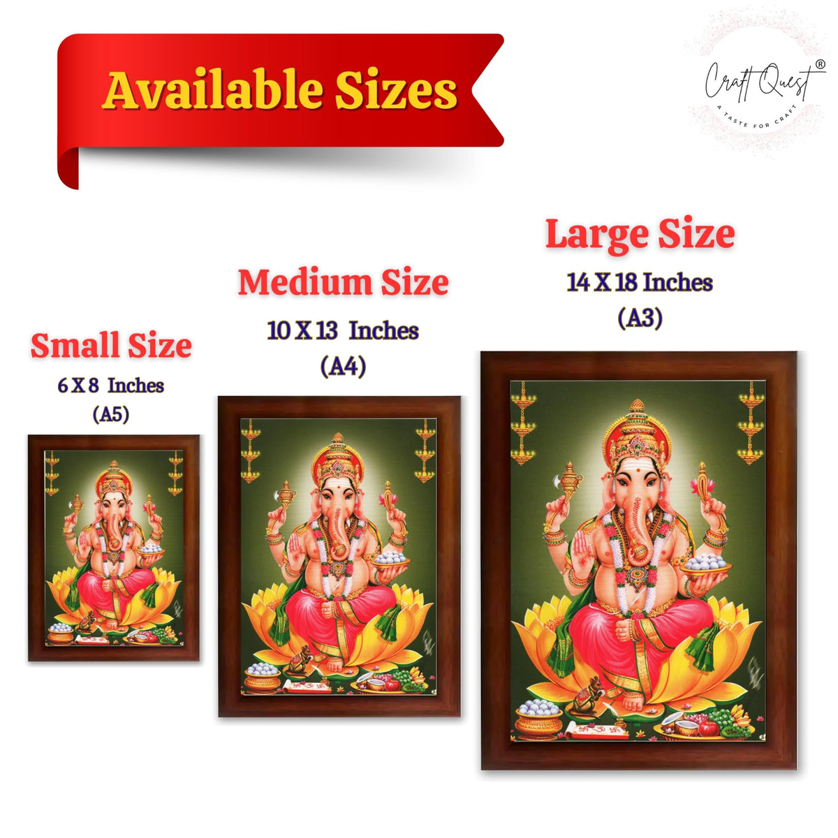 CRAFT QUEST Lord Ganesha Abstract Modern Wall Painting With Frame For Home and Office Decor