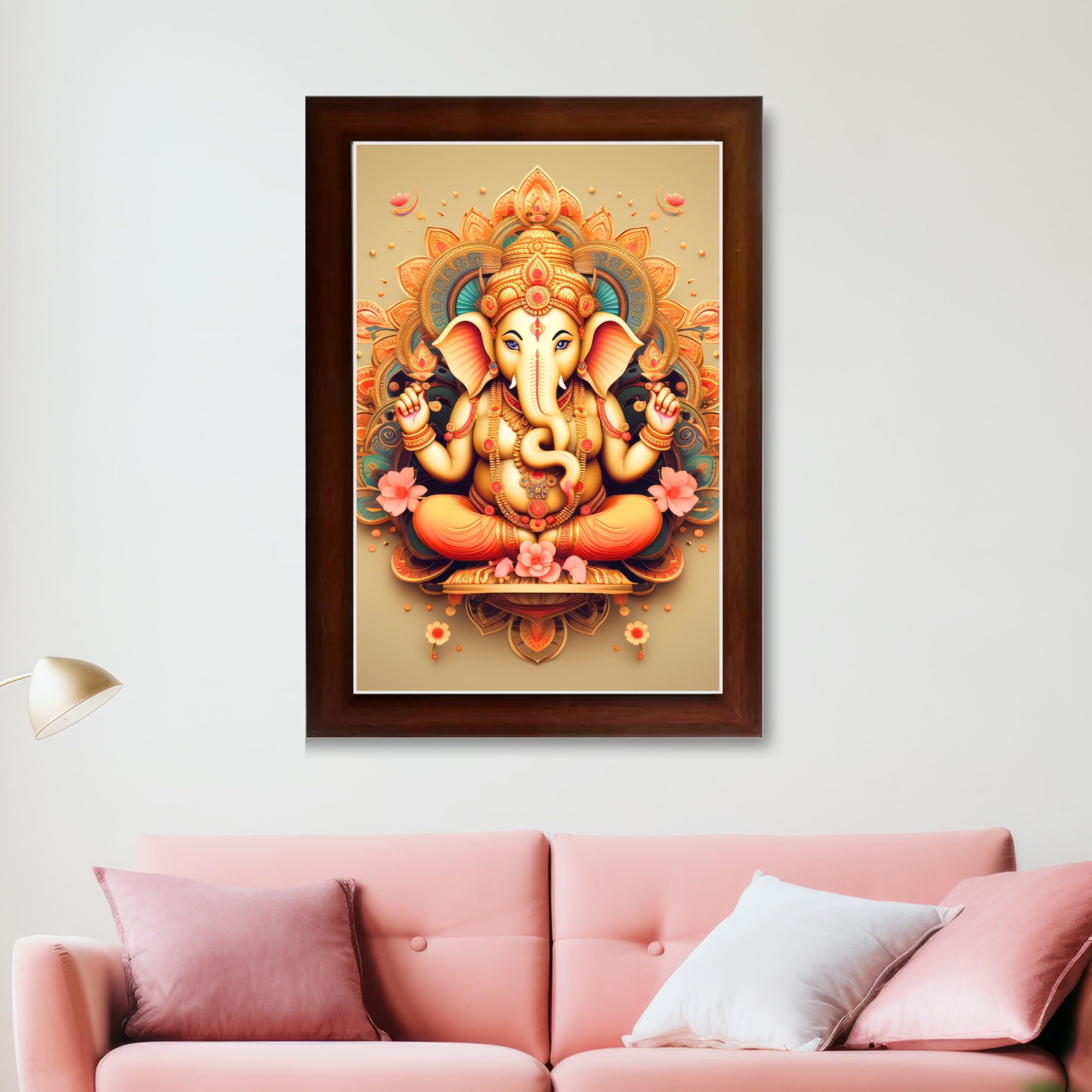 CRAFT QUEST Lord Ganesh ji Wall Hanging Frame for Living Room, Pooja Room Décor GA-216