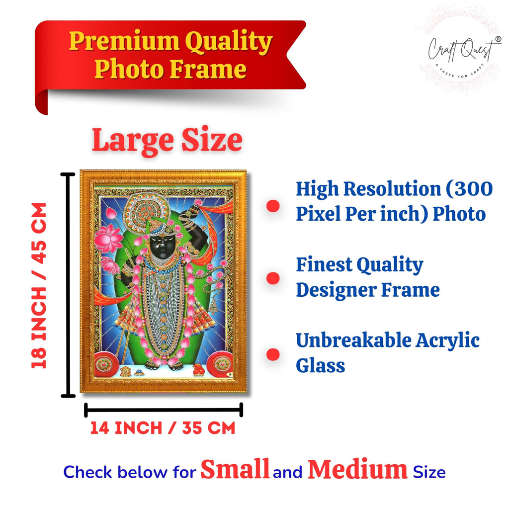 CRAFT QUEST Shrinathji Photo with Frame | Shreenathji Photo with Frame Religious Framed Painting