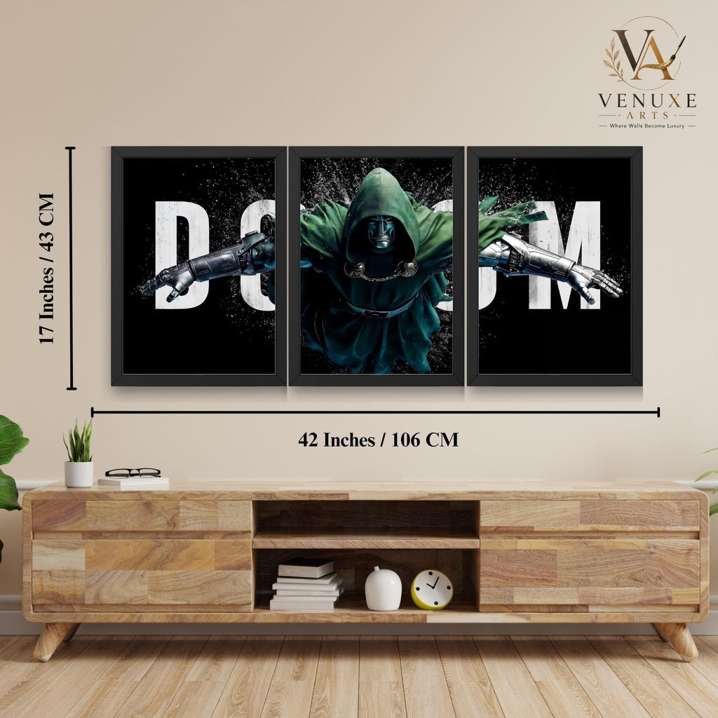 VENUXE ARTS Set Of 3 Anime Characters Wall Framed |Anime Characters Framed Poster for Living Room Bedroom Gaming Room Studio Wall Decor