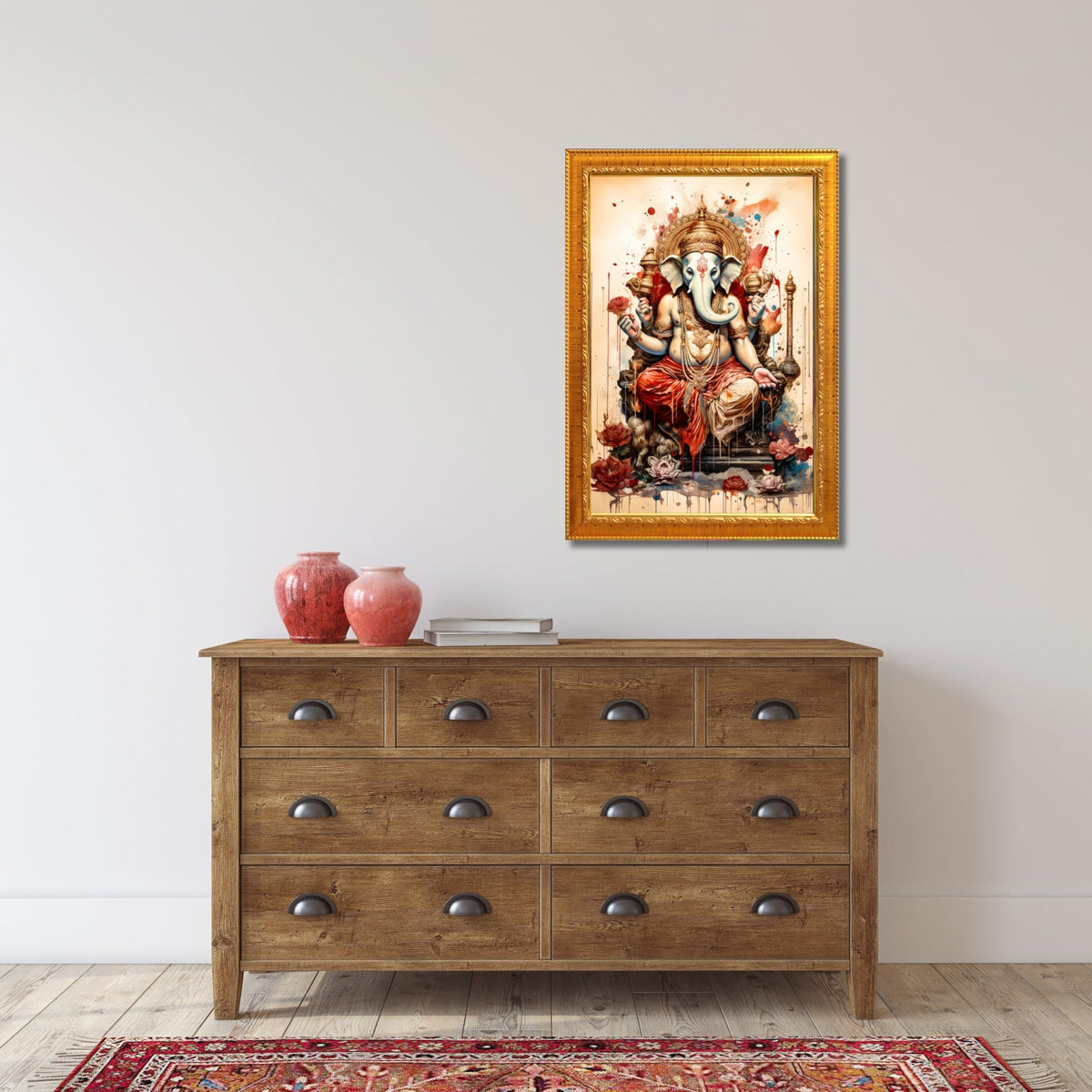 CRAFT QUEST Lord Ganesh Ganpati ji Hanging Wall Painting Framed For Home Décor