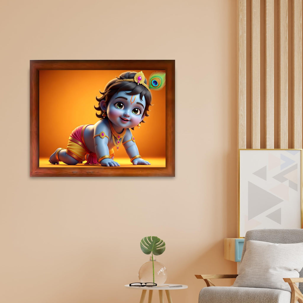 CRAFT QUEST Shri Bal Gopal Painting | Krishna Photo Frames for Walls, Home, Living Room and Home Décor