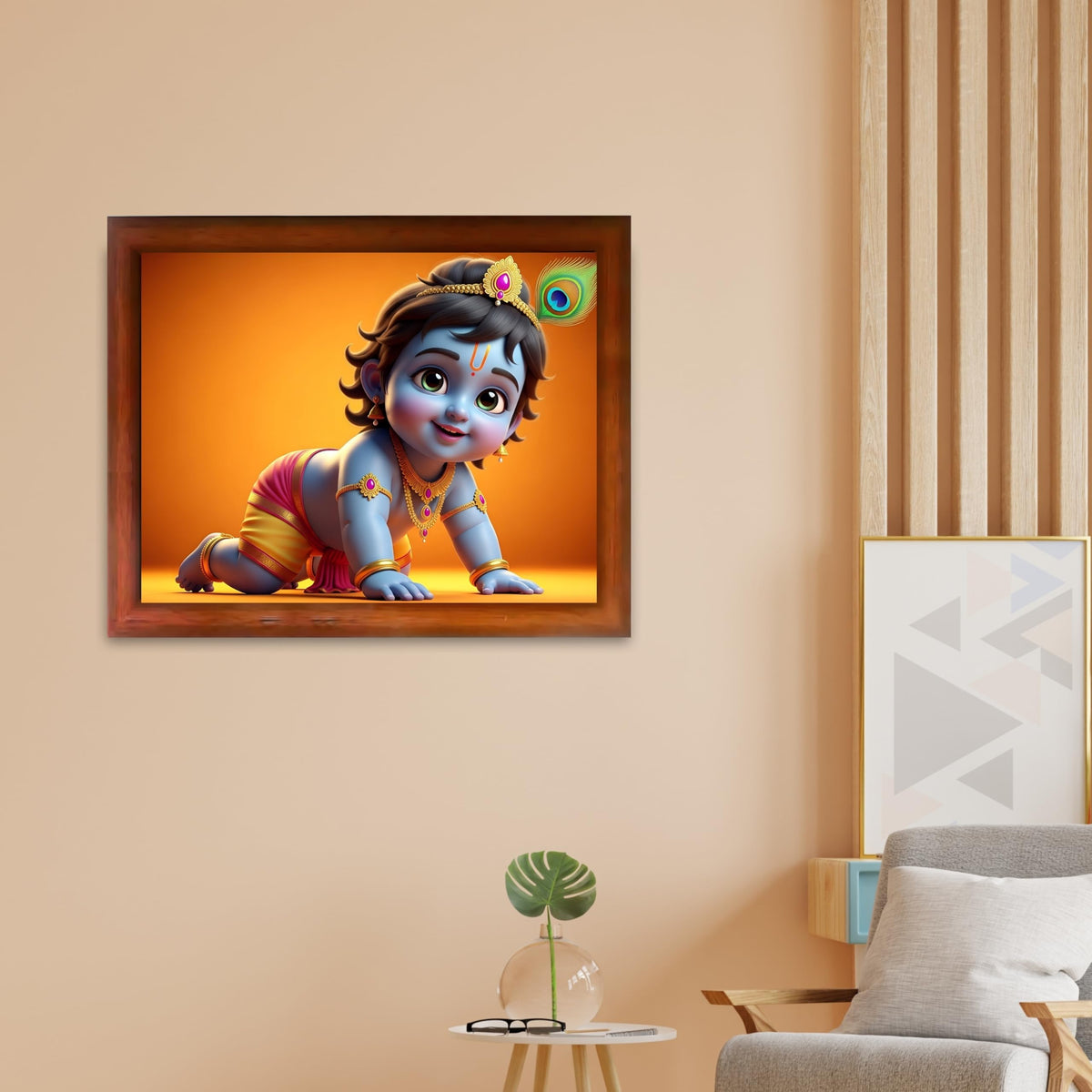 CRAFT QUEST Shri Bal Gopal Painting | Krishna Photo Frames for Walls, Home, Living Room and Home Décor