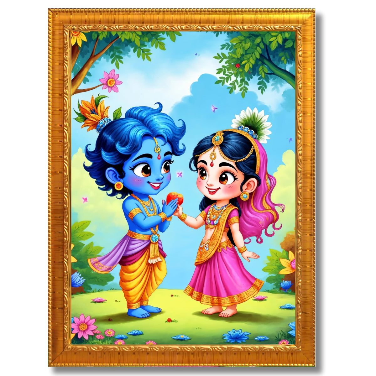 CRAFT QUEST Cute Bal Gopal HD Print | Bal Krishna Frame for Home Temple, Office Desk, Car Dashboard
