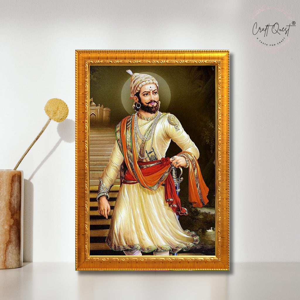 CRAFT QUEST Chattrapati Shivaji Maharaj Wall Photo Frame With Acrylic Sheet | For Living, Pooja Room | Home Decoration Item | Best Gifting Option