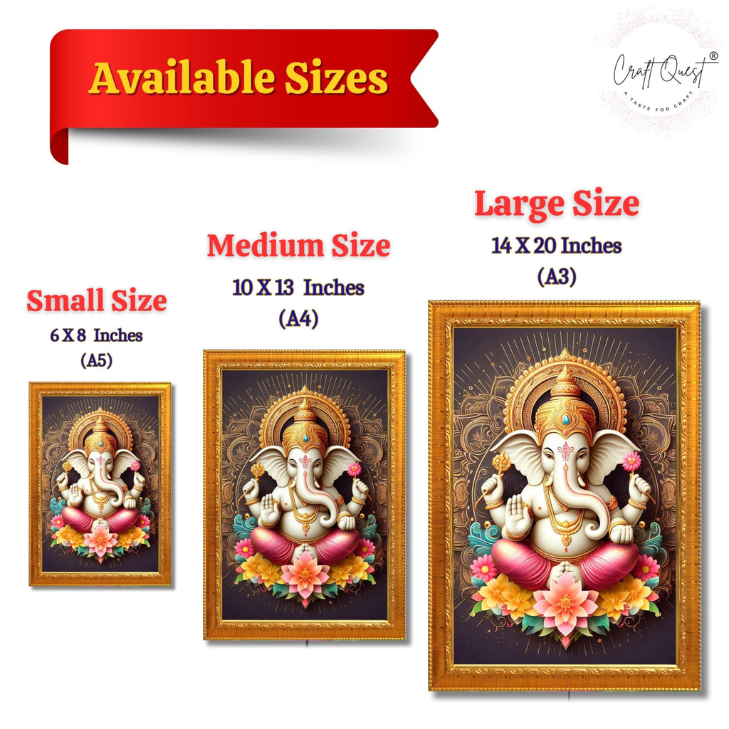 CRAFT QUEST Lord Ganpati Ganesh ji God Frame for Pooja Room Home & Wall Decor GA-255