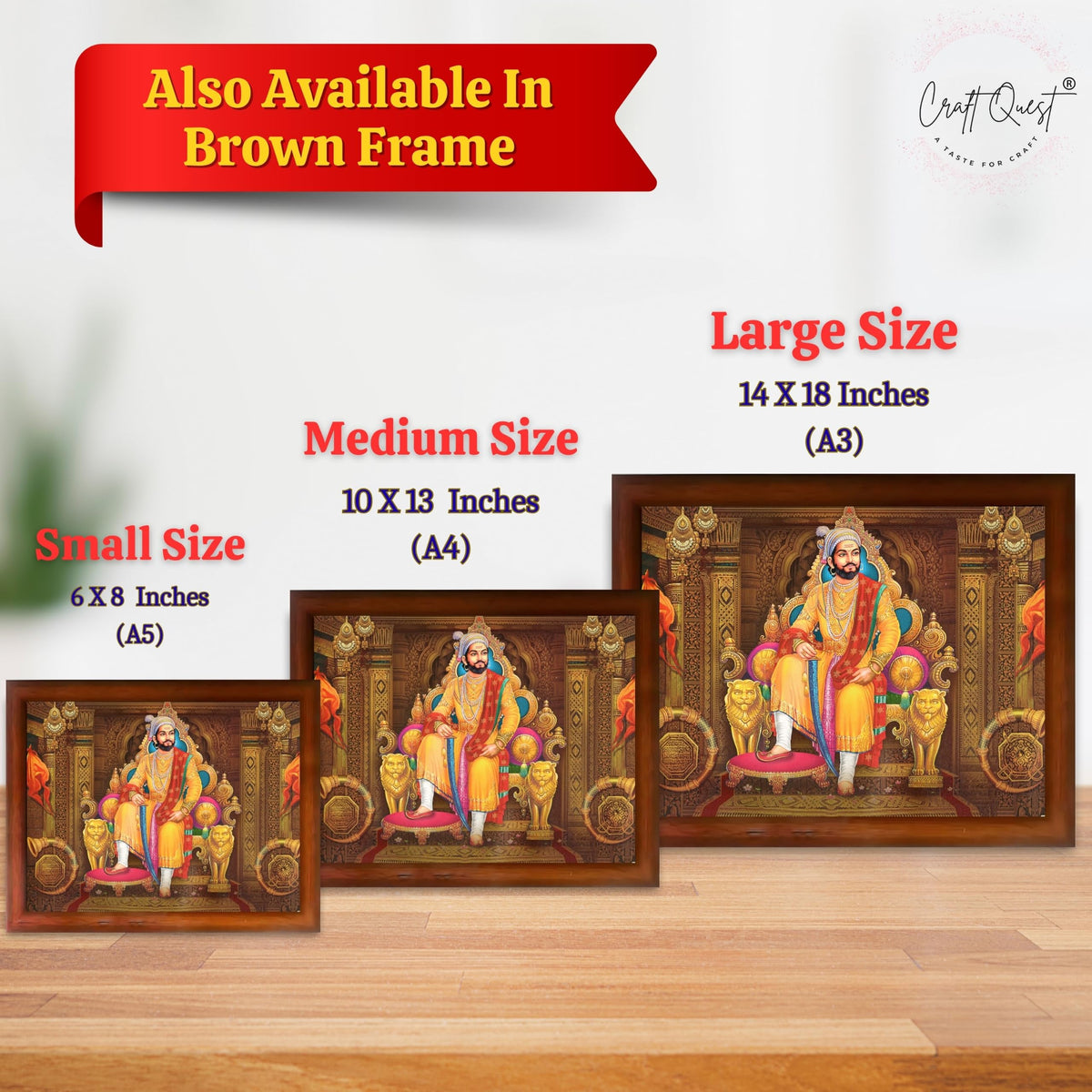 CRAFT QUEST Chhatrapati Shivaji Maharaj Wall Photo Frame | Lightweight | Home Decoration Item | Indian Historic Classic Painting Wall Art Best Gifting Option