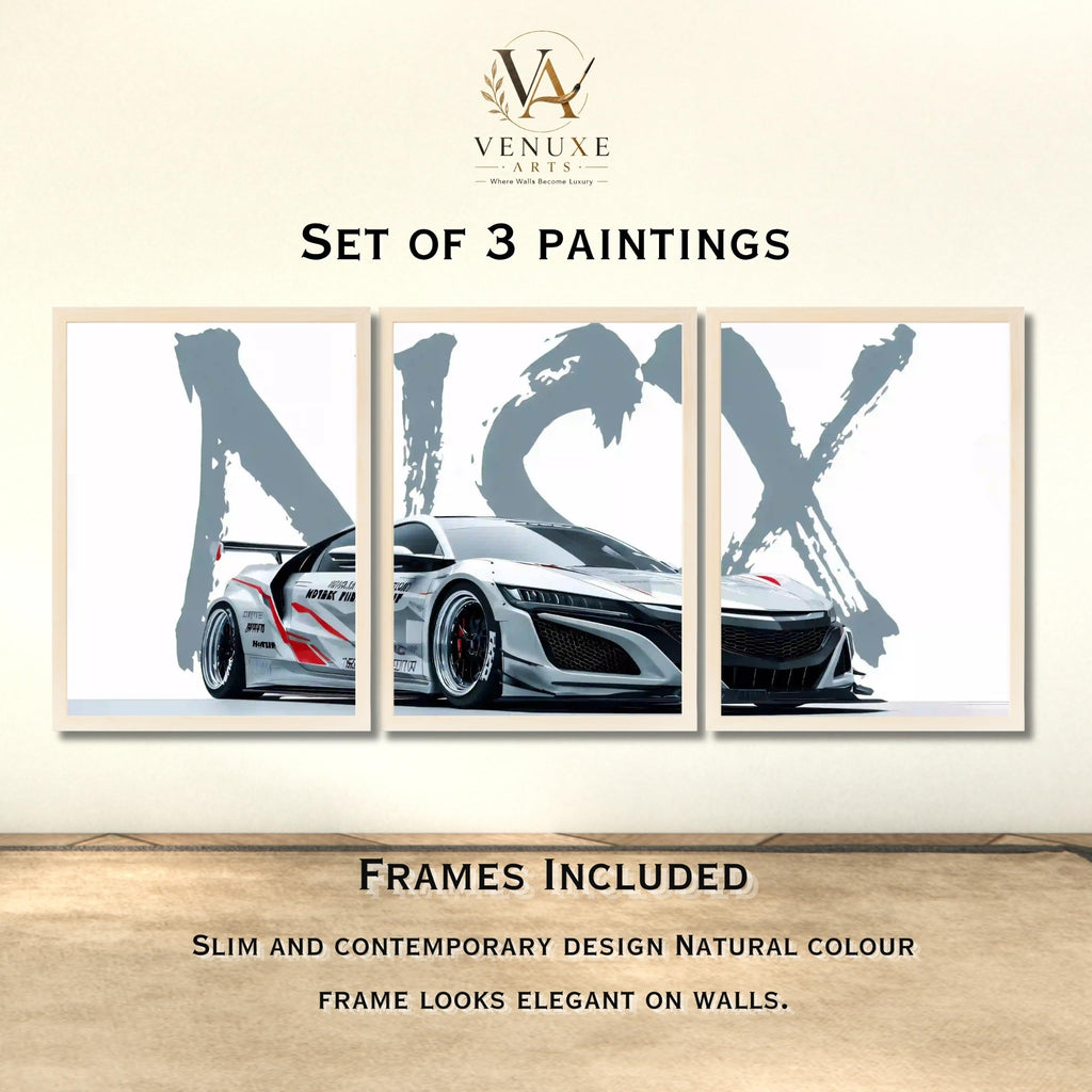 VENUXE ARTS Set Of 3 Big Sports Cars Framed Posters Gift Items for Boys Room Wall Decoration Bedroom Living Room Office Studio Décor | Car Poster Frame for Wall Décor
