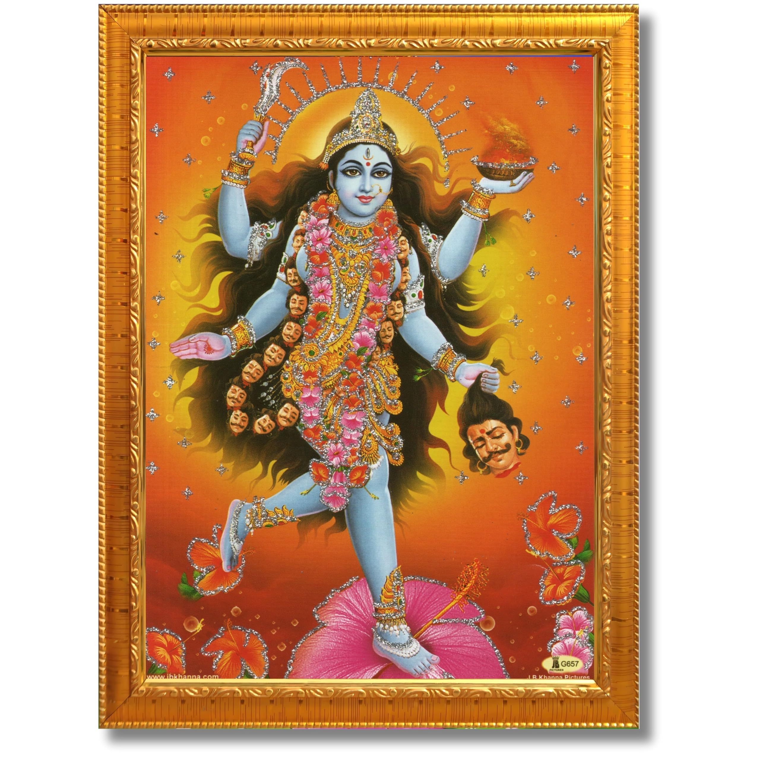 CRAFT QUEST Maha Kali Maa Kalika Mata Mahakali Shiv Shiva Wall Painting Framed Home Decor
