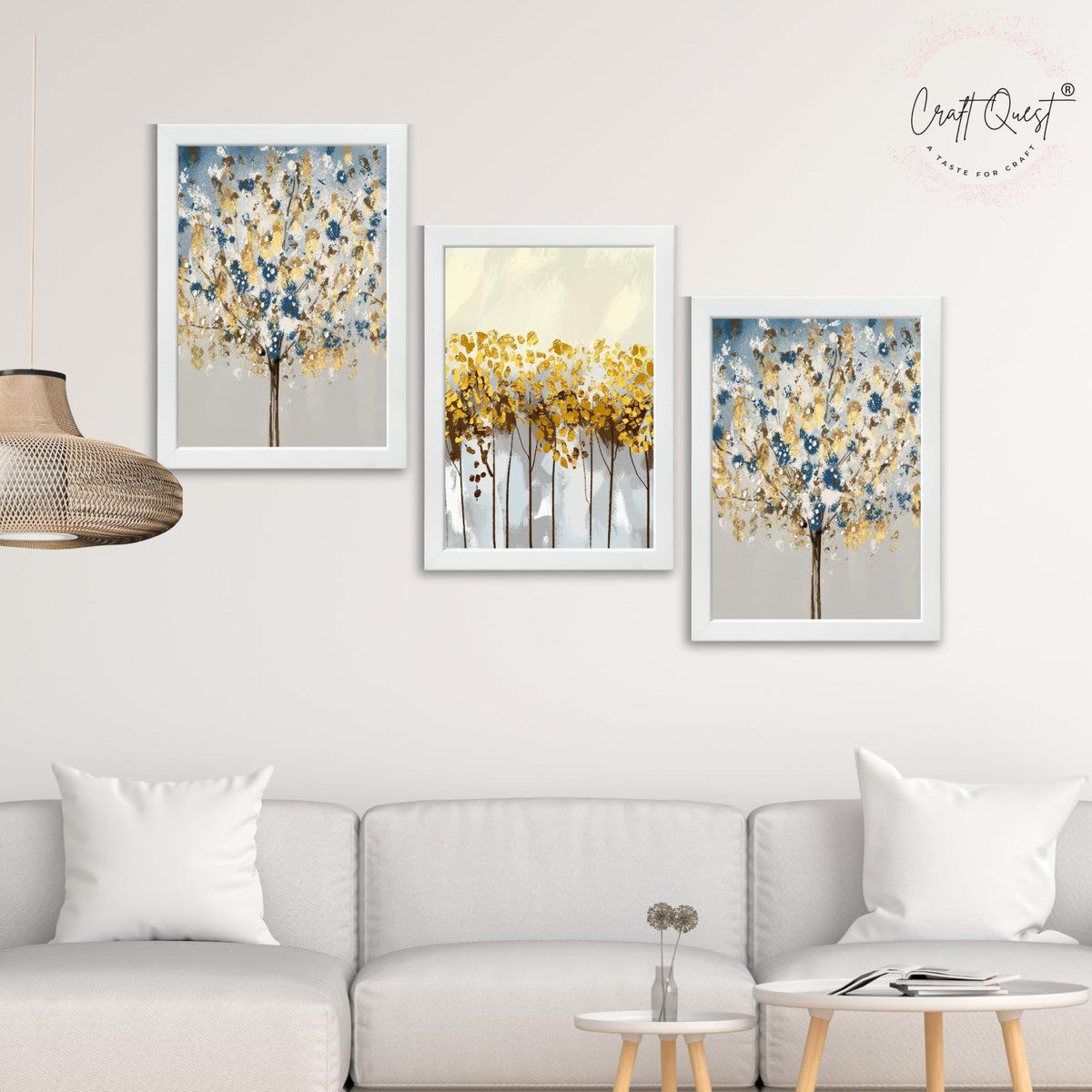 CRAFT QUEST Modern Art 3 SET Paintings Wall Art | Set of 3 Frames for Home Decoration | Ideal for Living Room, Bedroom & Offices