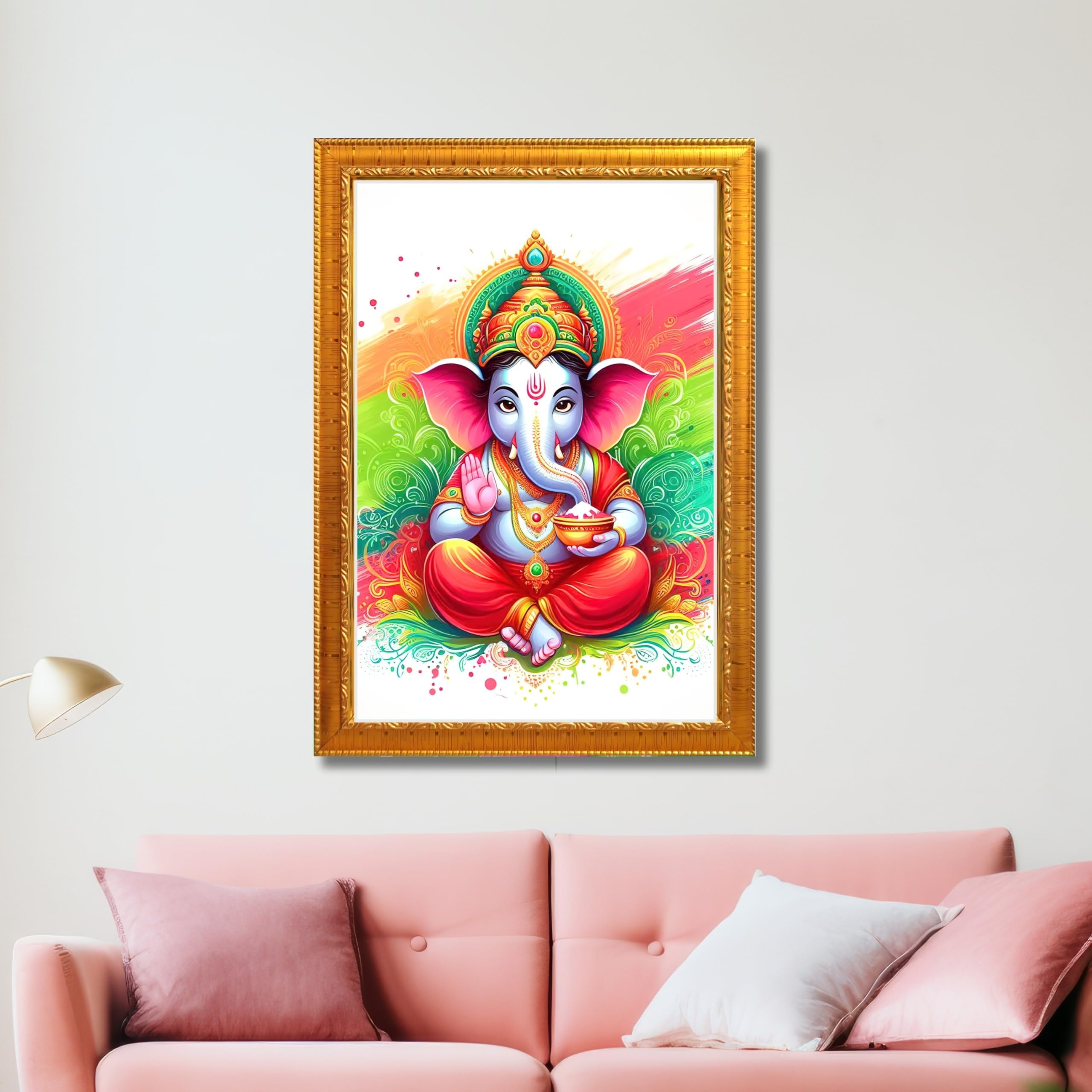 CRAFT QUEST Lord Ganesh ji Art Framed Wall Painting With Frame For Home and,Office Décor Items