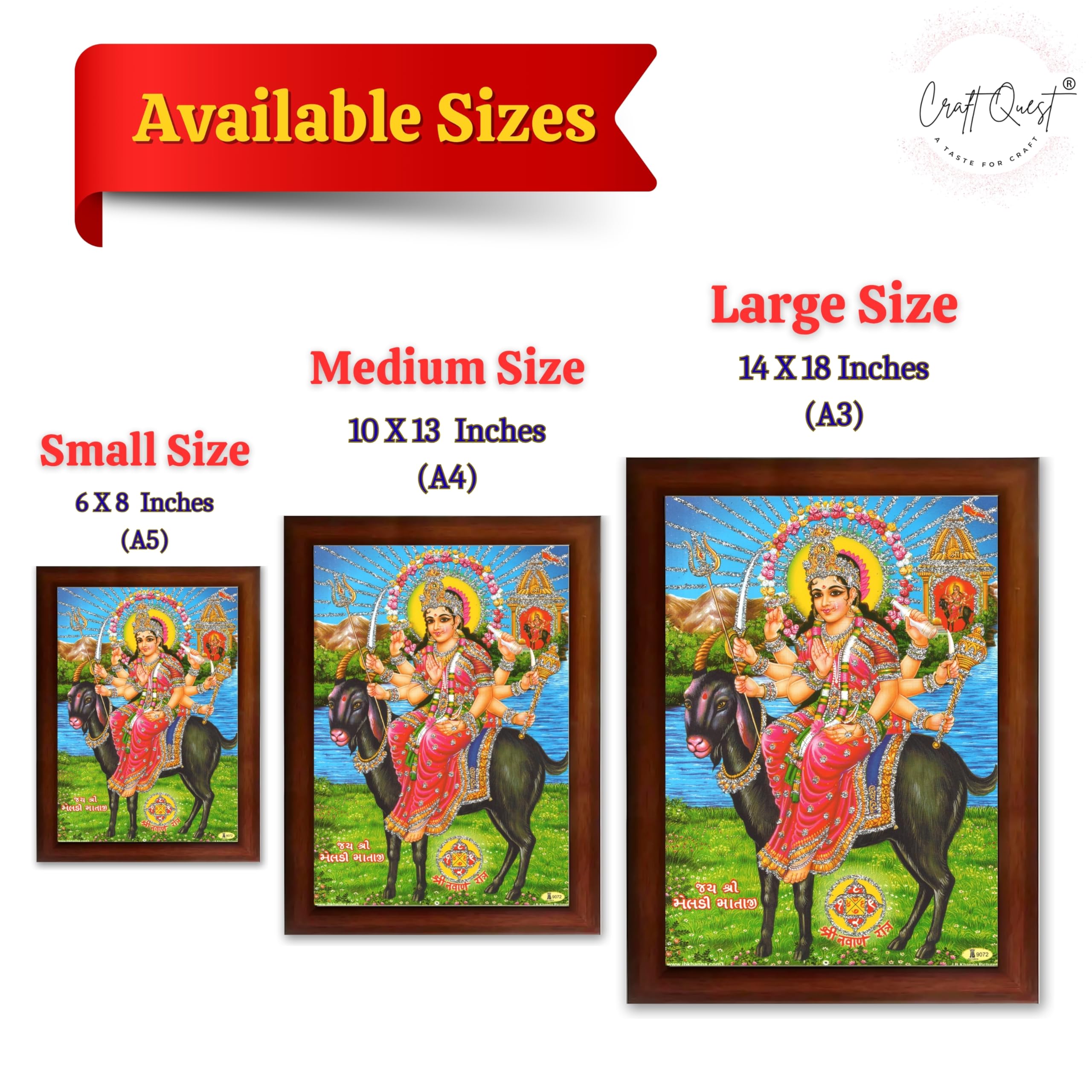 CRAFT QUEST Meldi Maa Meldima Mata Ji Devi Mataji Ma Wall Painting Framed Home Decor