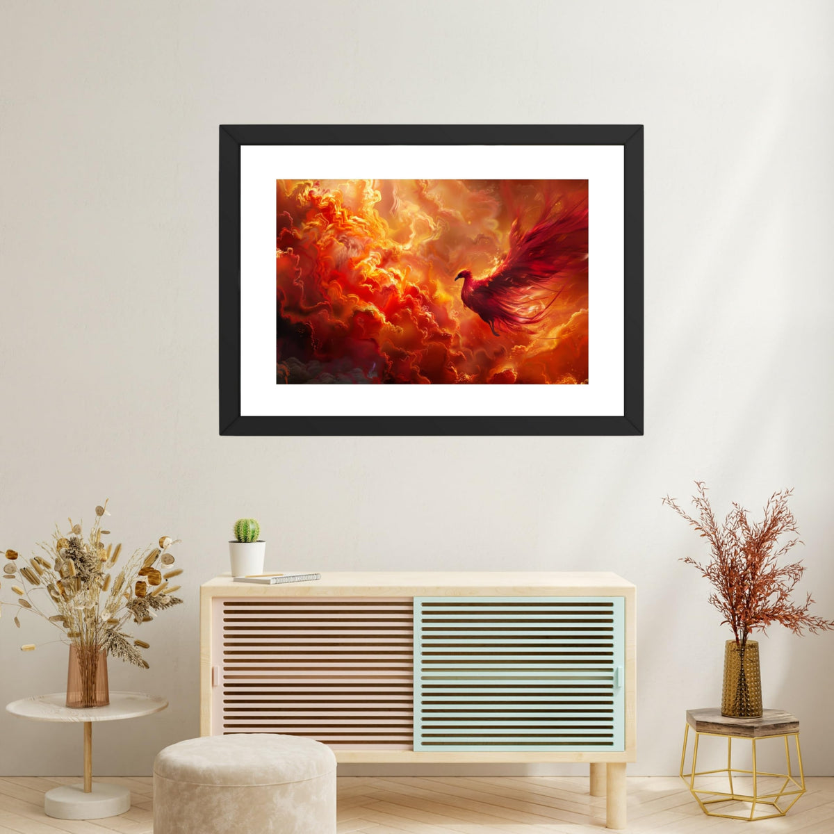CRAFT QUEST Phoenix Bird Painting – Rising Phoenix Vastu Wall Art – Wall Decoration – Positive Energy Painting for Success, Growth & Spiritual Inspiration
