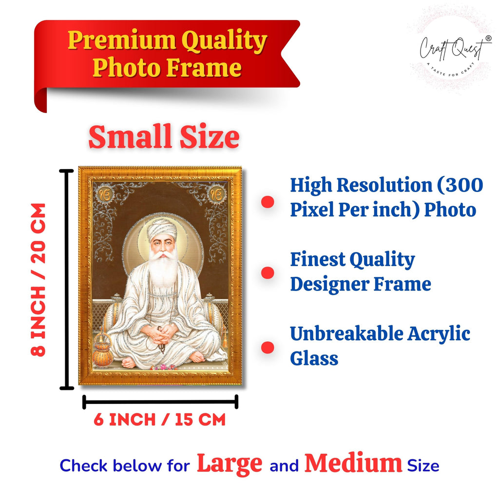 CRAFT QUEST Satnam Waheguru Ji Photo Frame Sikh Guru Photo for Home Decor Religious Painting Decorative Artwork Gift Frame