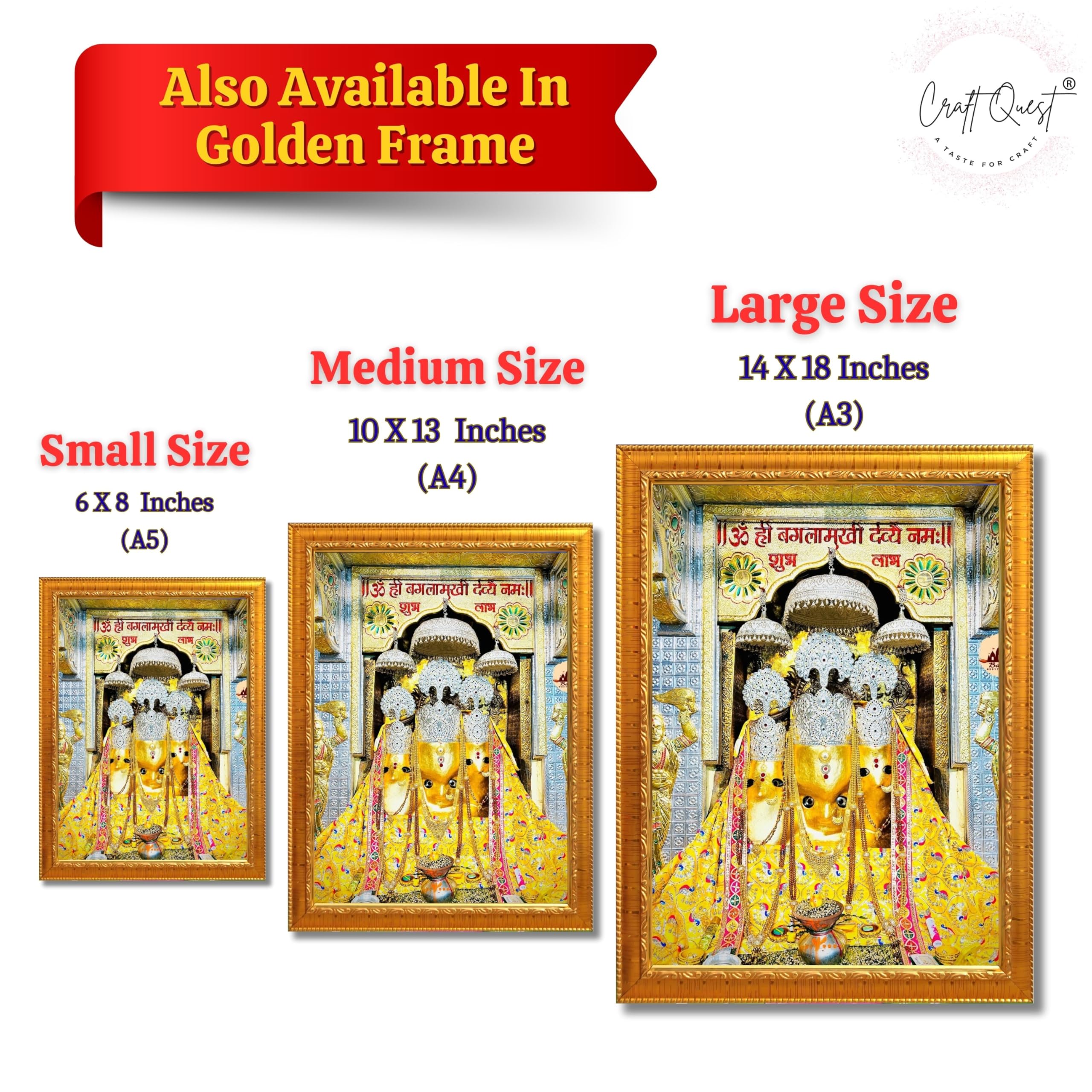 CRAFT QUEST Baglamuklhi maa/mata wodden Religious Photo Frame for Home, Office