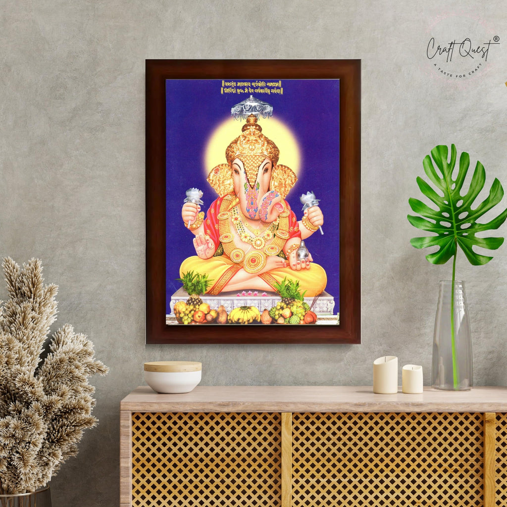 CRAFT QUEST Lord Shree Ganesh Ganpati ji Modern Wall Painting With Frame For Home and Office Decor