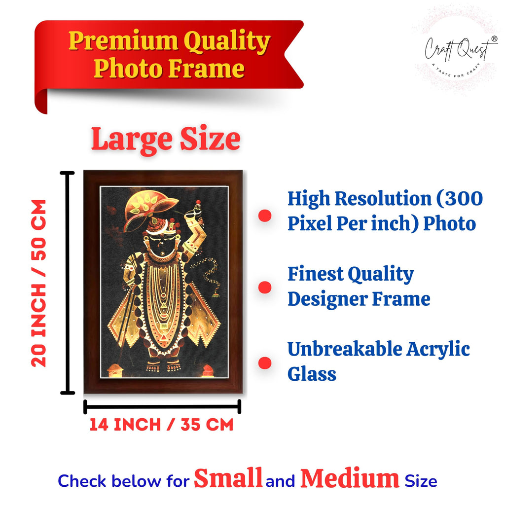 CRAFT QUEST Shreenath ji shree nathaji Photo Frame for Wall Hanging/Gift/Temple/puja Room/Home Decor Frame with Unbreakable Acrylic Glass