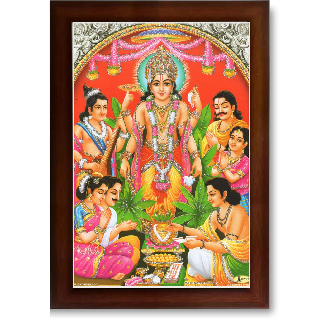 CRAFT QUEST Lord Satyanarayana Swamy Hindu God Satyanarayan Photo Frame | Religious Photo Frame | Ideal for Home, Office, Temple & Puja Room, Wall Decor