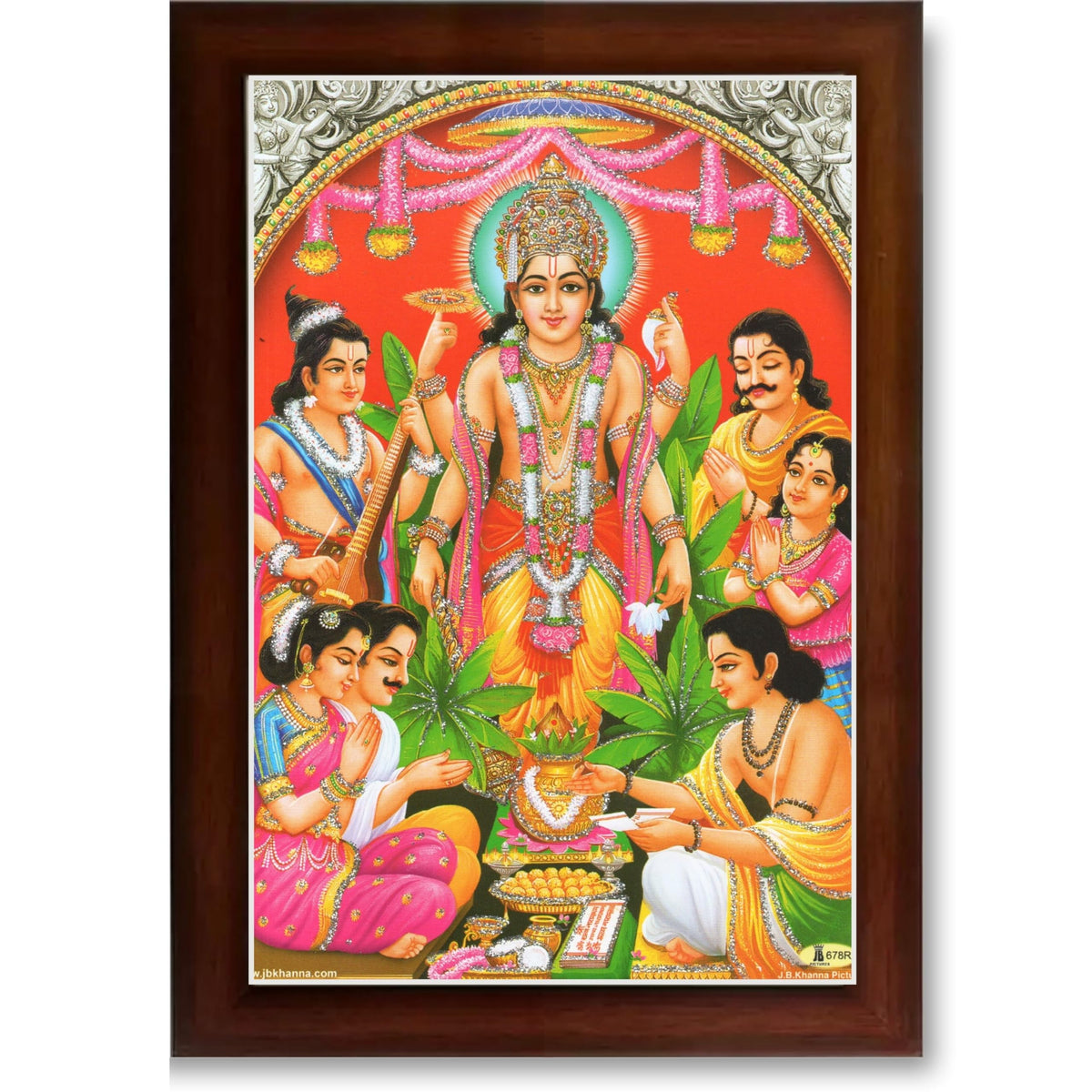 CRAFT QUEST Lord Satyanarayana Swamy Hindu God Satyanarayan Photo Frame | Religious Photo Frame | Ideal for Home, Office, Temple & Puja Room, Wall Decor