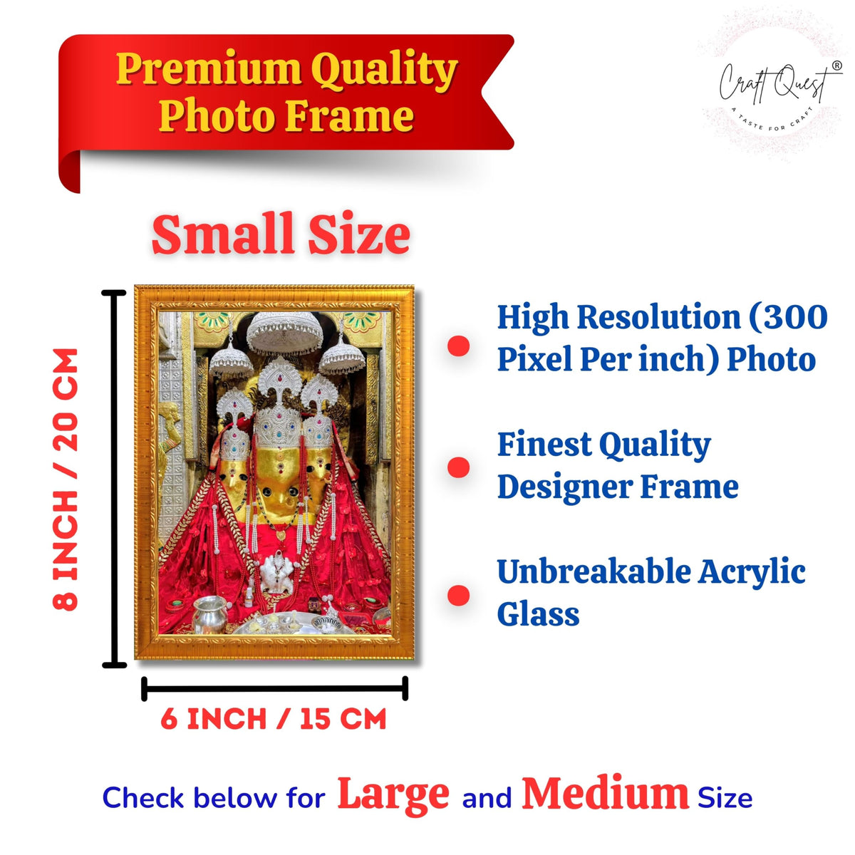 CRAFT QUEST Baglamuklhi maa/mata wodden Religious Photo Frame for Home, Office
