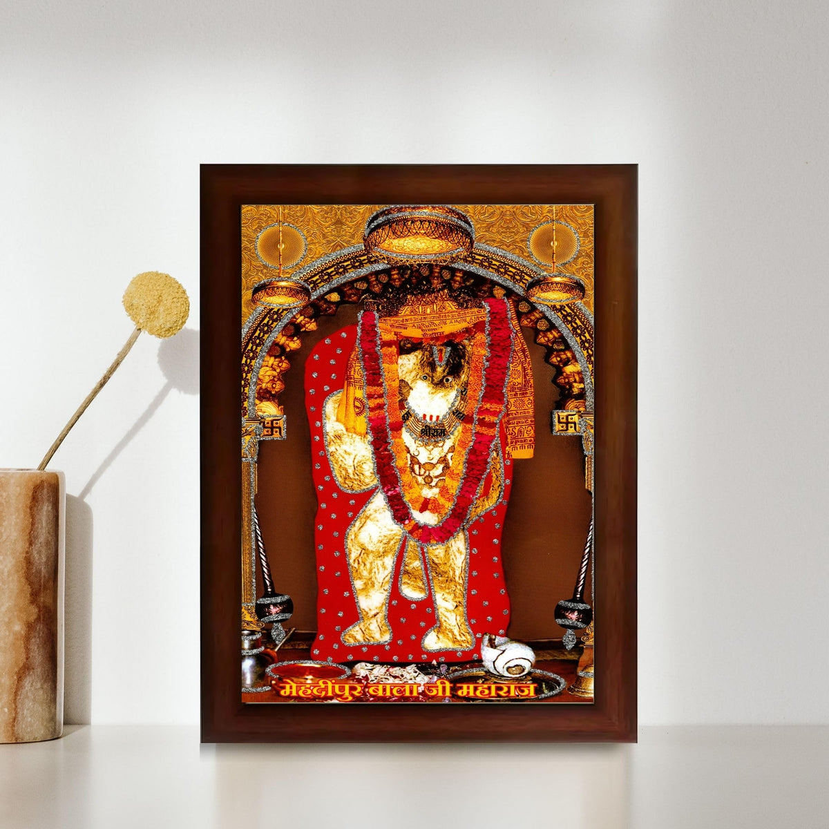 CRAFT QUEST Mehndipur balaji Hanuman | Bajrangbali Religious Photo with frame for Home Decorative Item