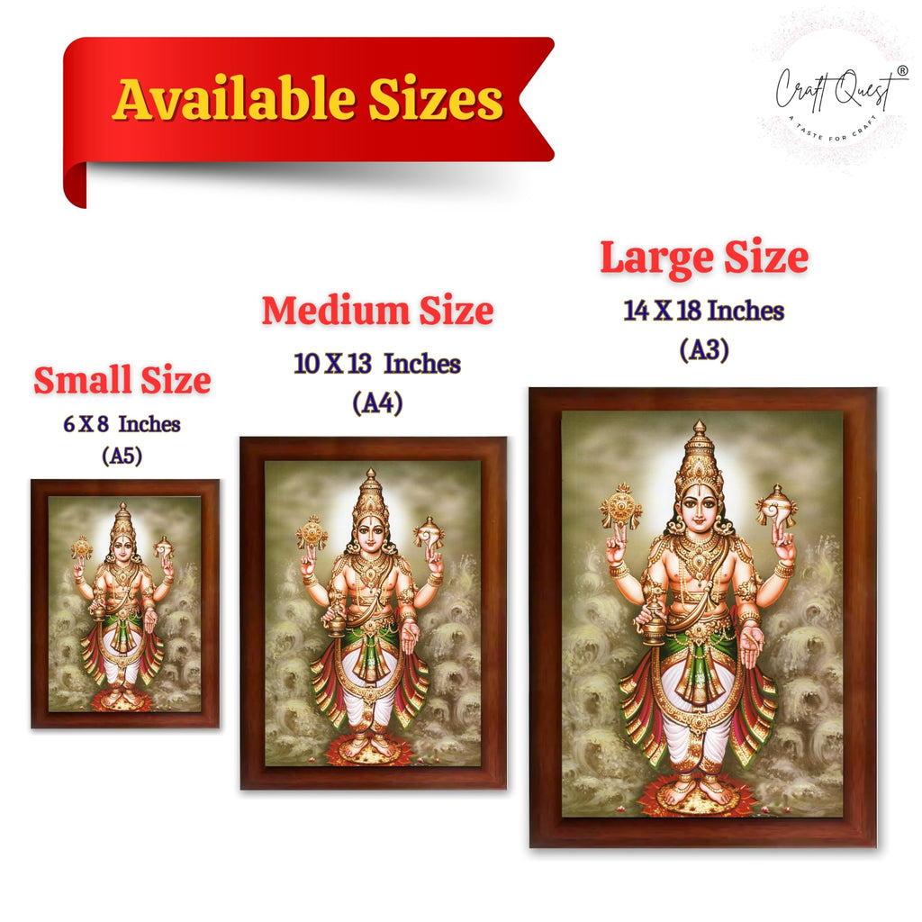 CRAFT QUEST Lord Dhanvantari Dhanwantri Wall Painting Photo Framed For Home, Pooja, Temple, Gift, Wall Décor Item