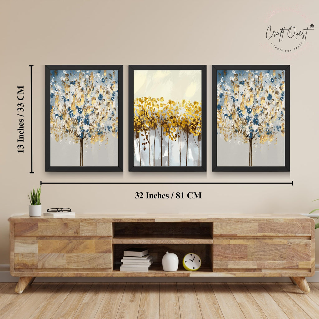 CRAFT QUEST Modern Art 3 SET Paintings Wall Art | Set of 3 Frames for Home Decoration | Ideal for Living Room, Bedroom & Offices