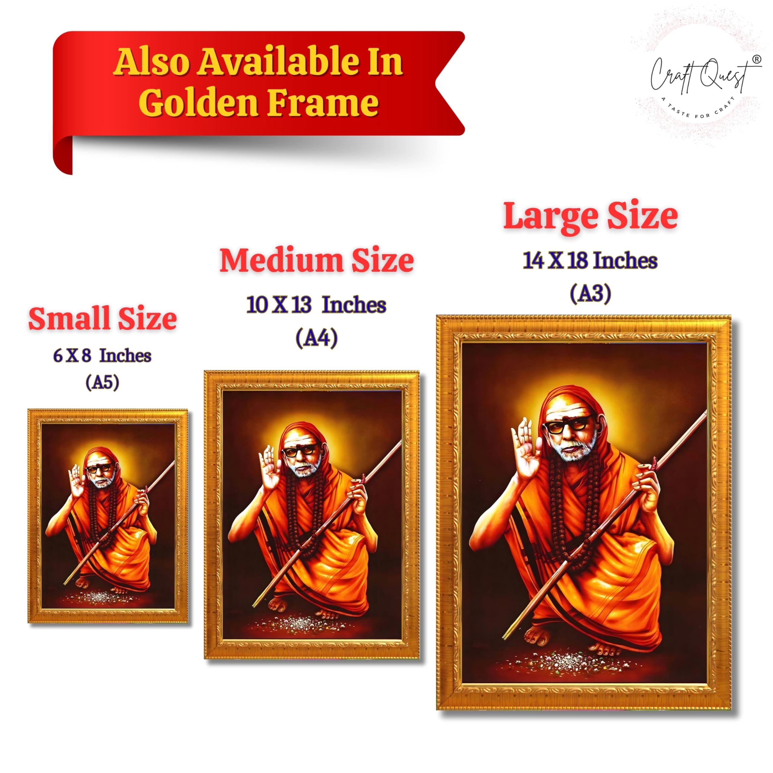 CRAFT QUEST Kanchi Maha Periyava Periyavar Periyar Kanji Wall Painting Framed|Home Décor